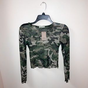 Camo mesh crop top